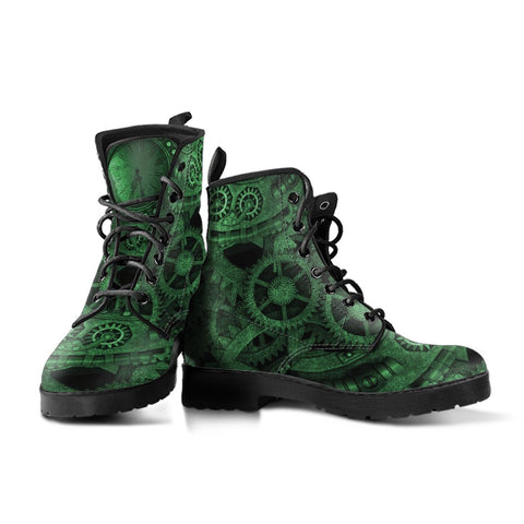 The first pair of boots Dave bought from us were green clockwork cog steampunk boots