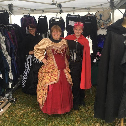 Corset lacer team at the Gallery Serpentine Vic and Steam stall at Winterfest 2022