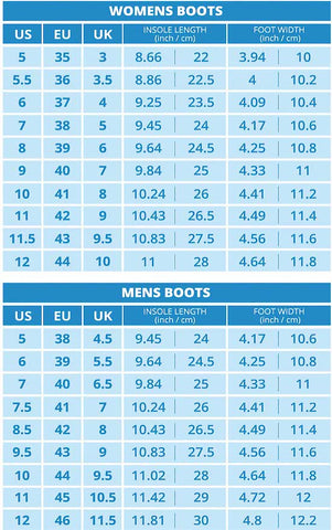 boots size guide for mens and womens vegan custom printed boots