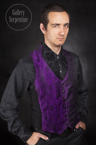 Purple Silk Brocade Victorian Vest