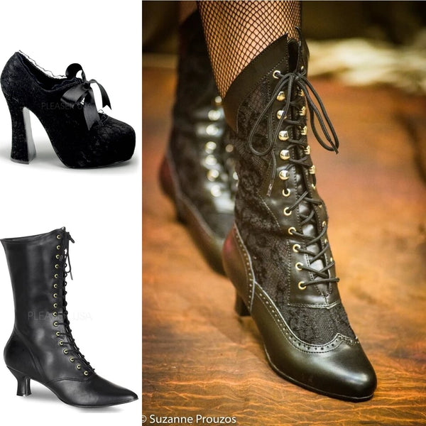 these boots are so well priced they will fly out the door, last available in these super goth and victorian gothic styles