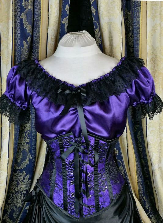 gothic victorian amethyst, lace, velvet Corset