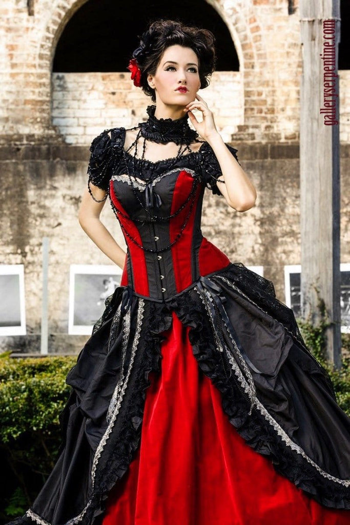 black and red corset wedding dresses