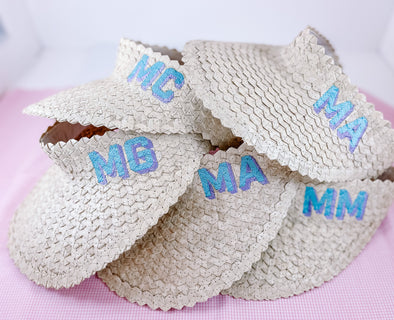 Monogrammed Rattan Sun Visor