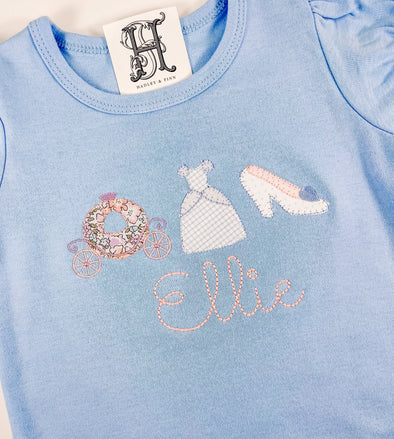 Princess Trio Applique on Dress or Shirt - Personalized with Name