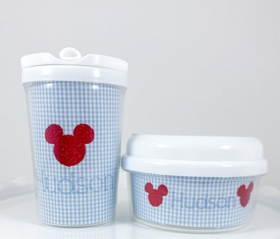 Personalized Baby and Toddler Drink and Snack Cups - Boy Mouse Embroidery Design