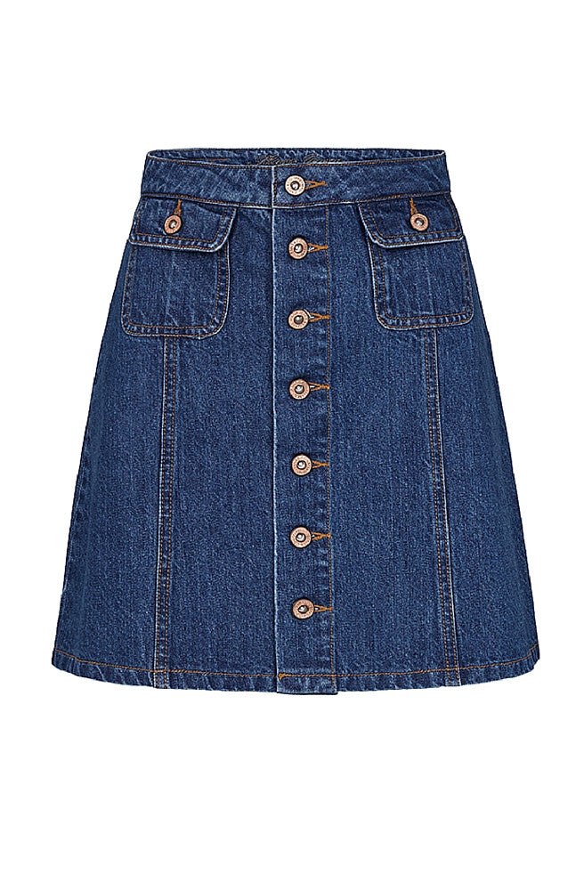 Ellie | Mid Indigo Denim Skirt by Mavi Jeans | Picpoket