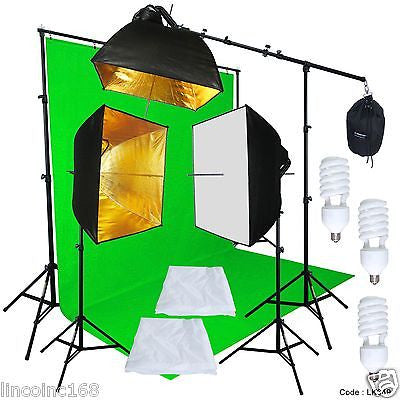Green Screen Muslin Backdrop Stand Photography Studio Lighting Kit – Linco  Inc.