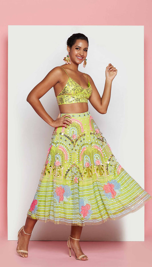 POWDER BLUE EMBELLISHED HALF LEHENGA SET – Papa Don't Preach