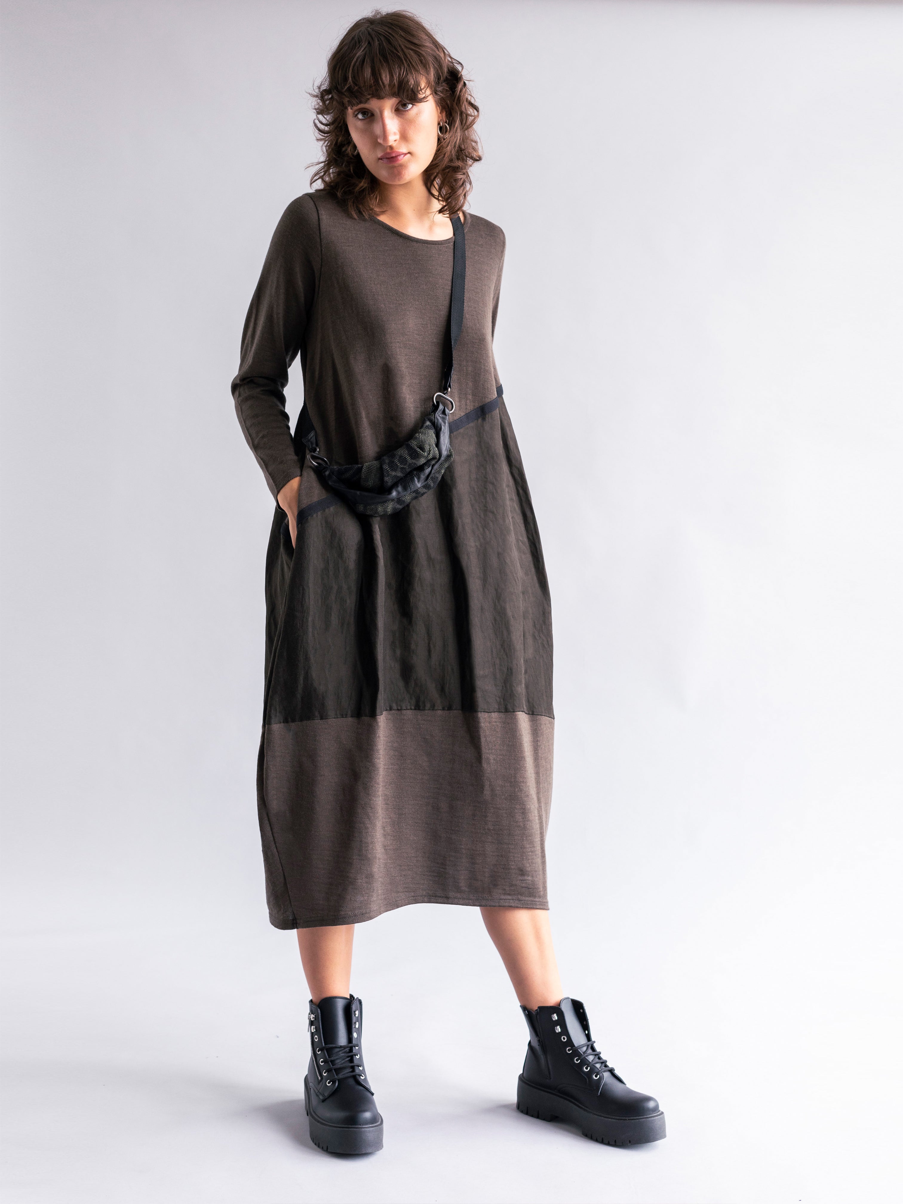 SABATINI Cocoon Knit Dress with Sheen Panelling