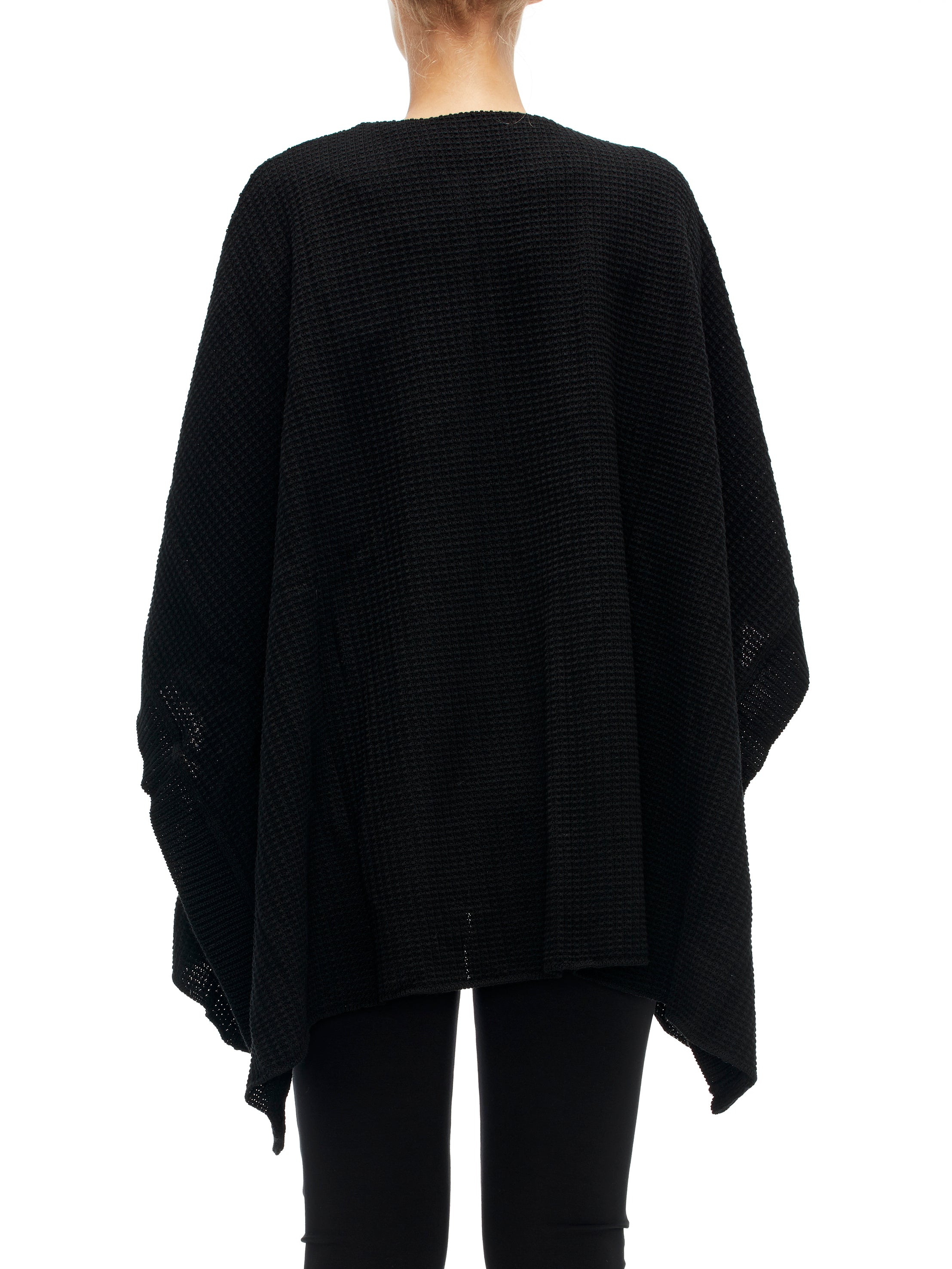 SABATINI Zip Front Poncho with Sherling Trim Leather Pockets