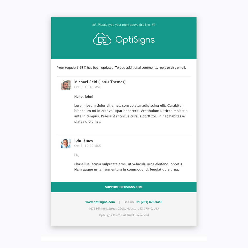 Optisigns email branding