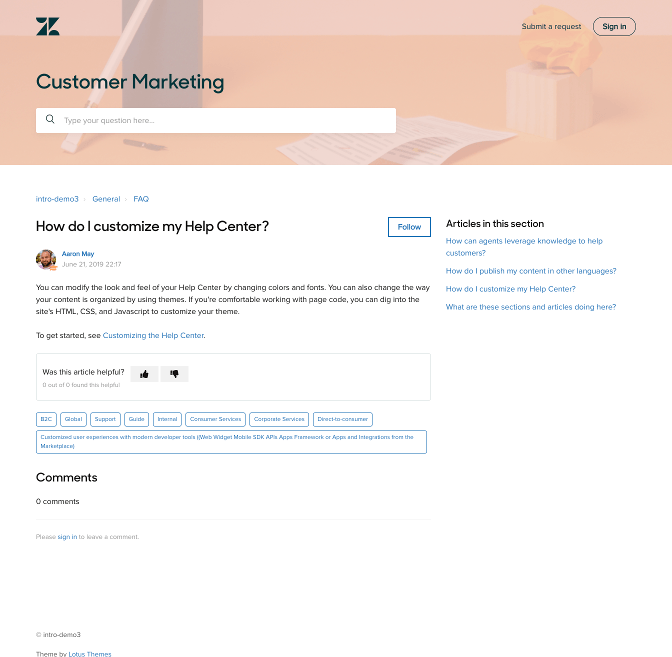 Zendesk help center by Lotus Themes