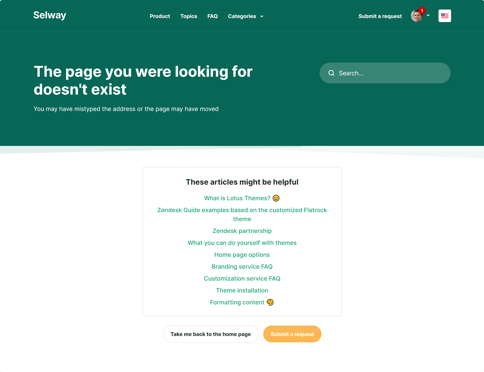 Selway theme error page