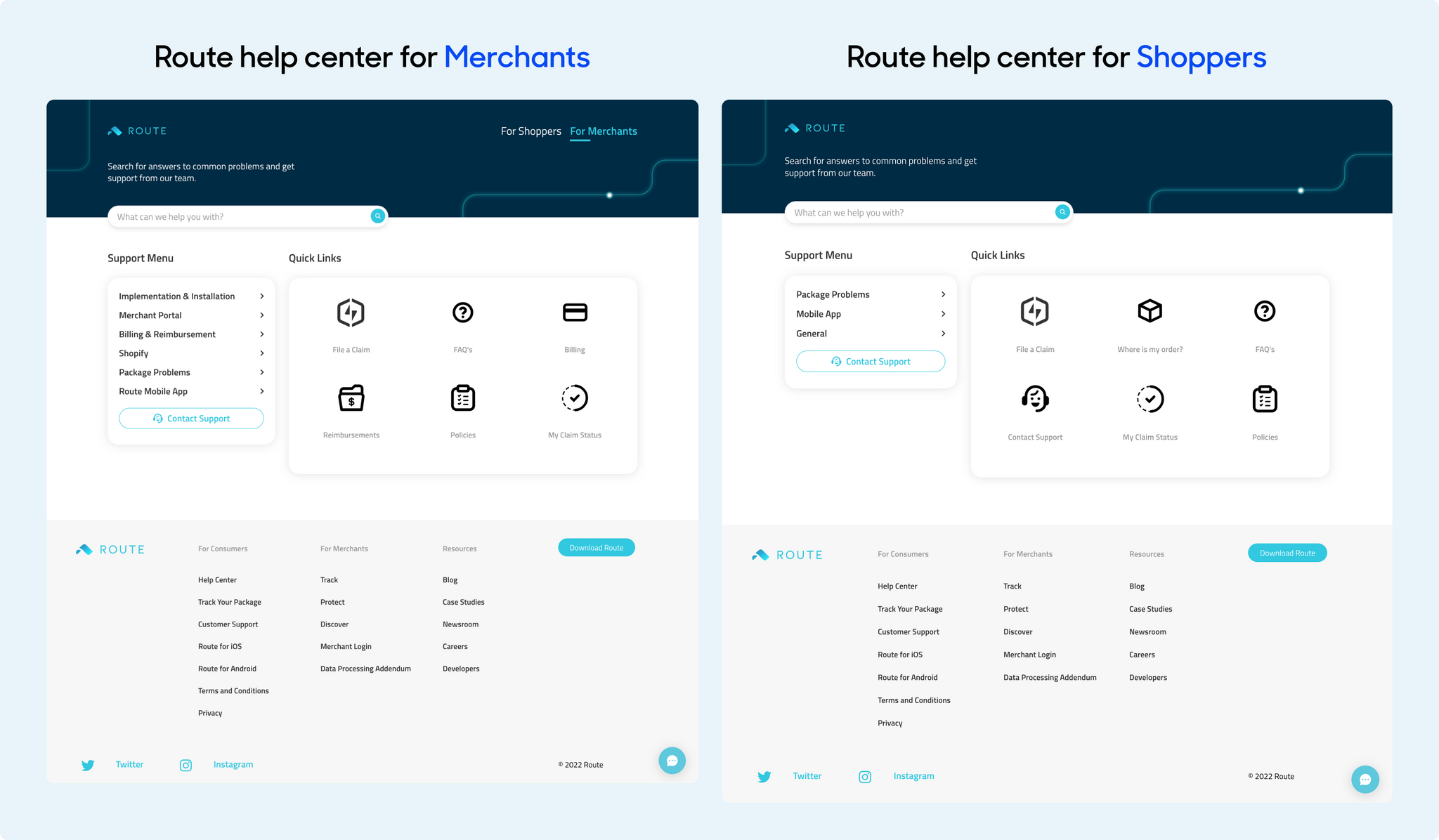 route help centers designs