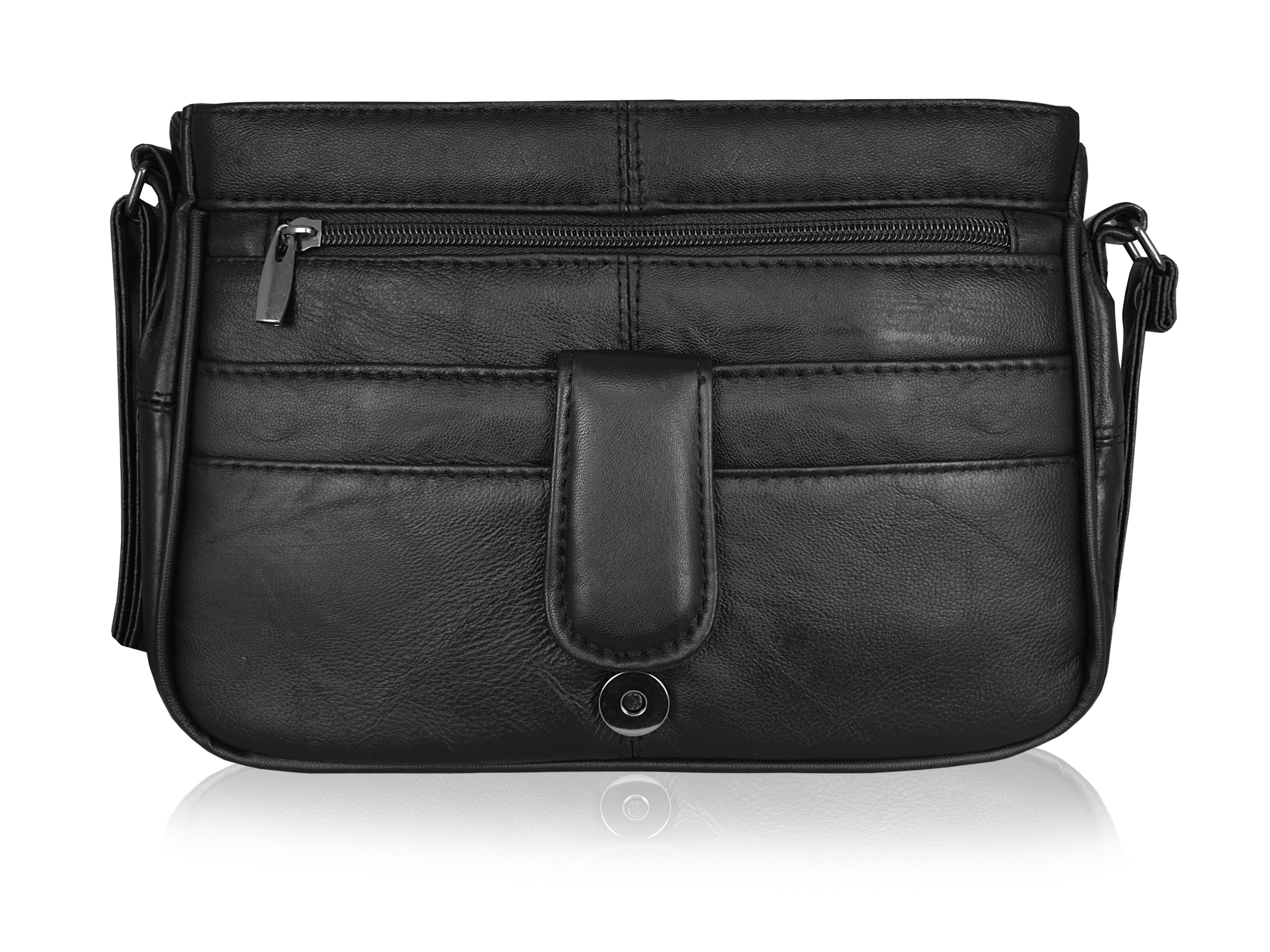 Women&#39;s Cross Body Black Shoulder Bag - Real Leather Ladies Handbag - Quenchy London