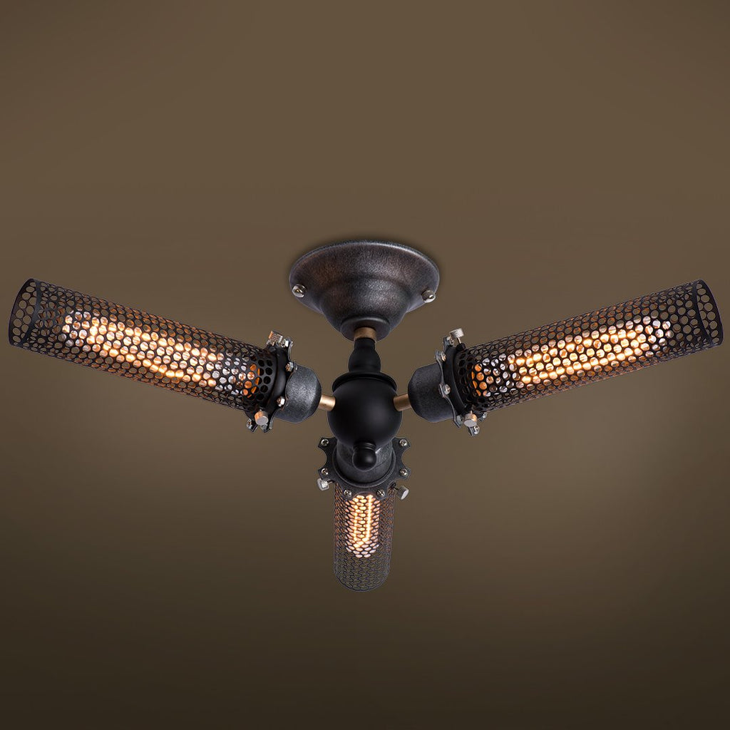 Grid 3 Lights Semi Flush Mount Ceiling Light