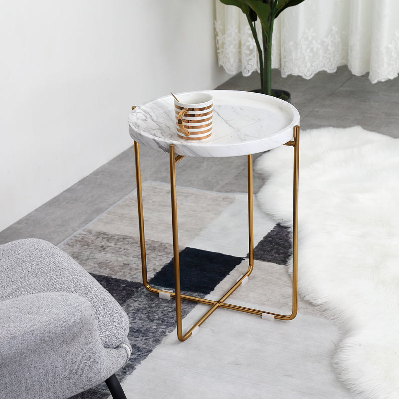 1) Nature Marble Side Table with Metal