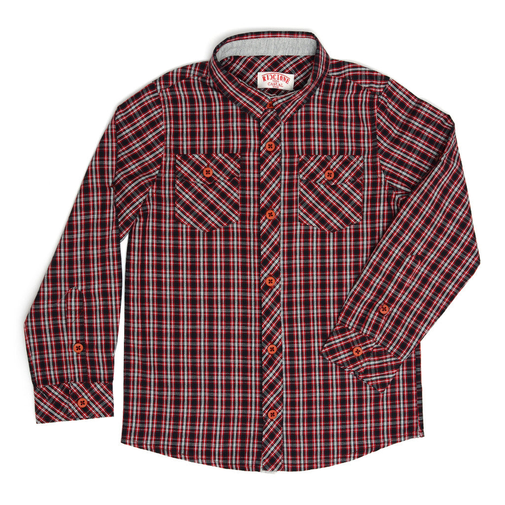 Red Checked Cotton Shirt -3232ROR3608 | TUTA KIDS