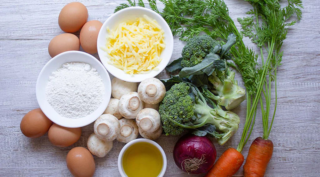 Ingredients to make a Veggie Slice Suitable for 6 months +