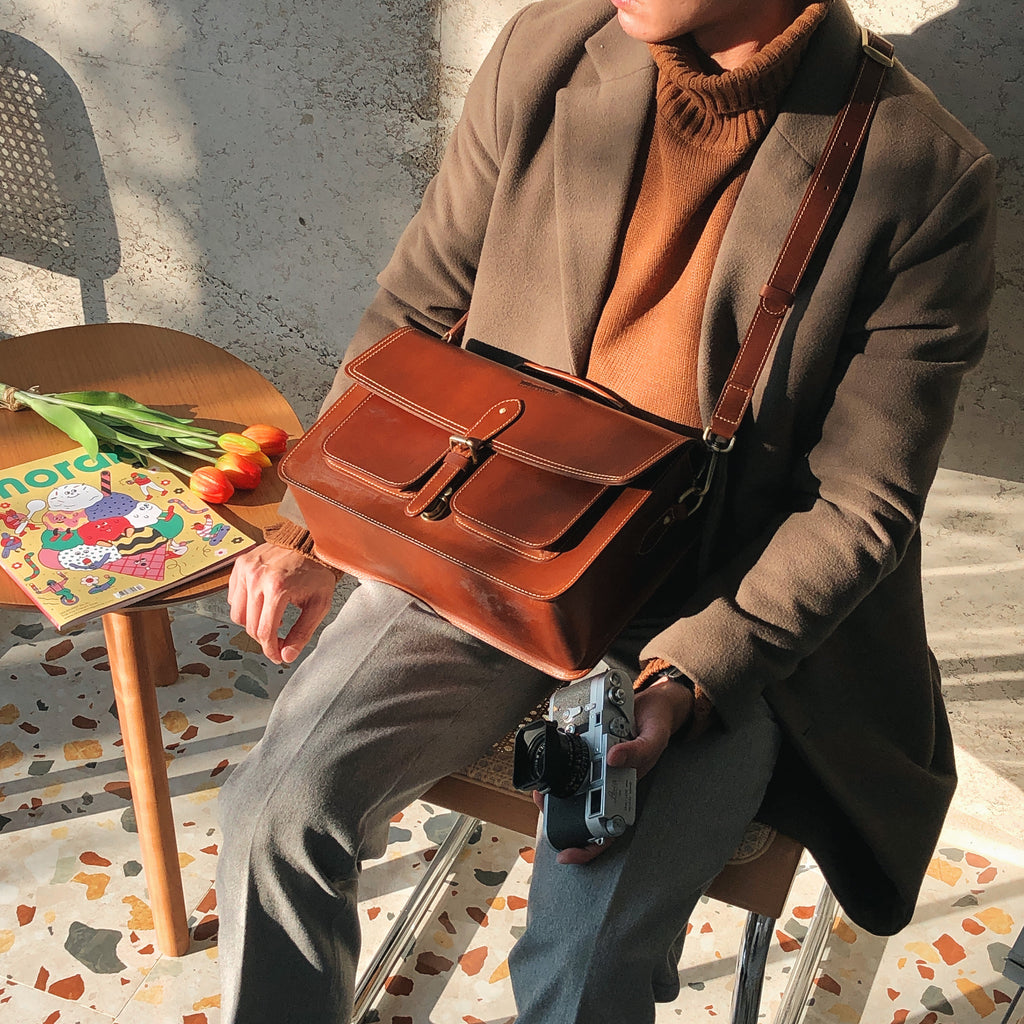 กระเป๋ากล้อง หนังแท้  เมเมนโตะ memento bag leather men looks mini small medium satchel genuine