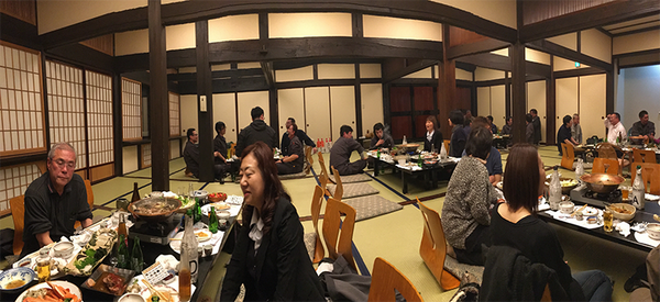 Watanabe shuzo (Hourai) staff party - cold night with all drinking hot sake