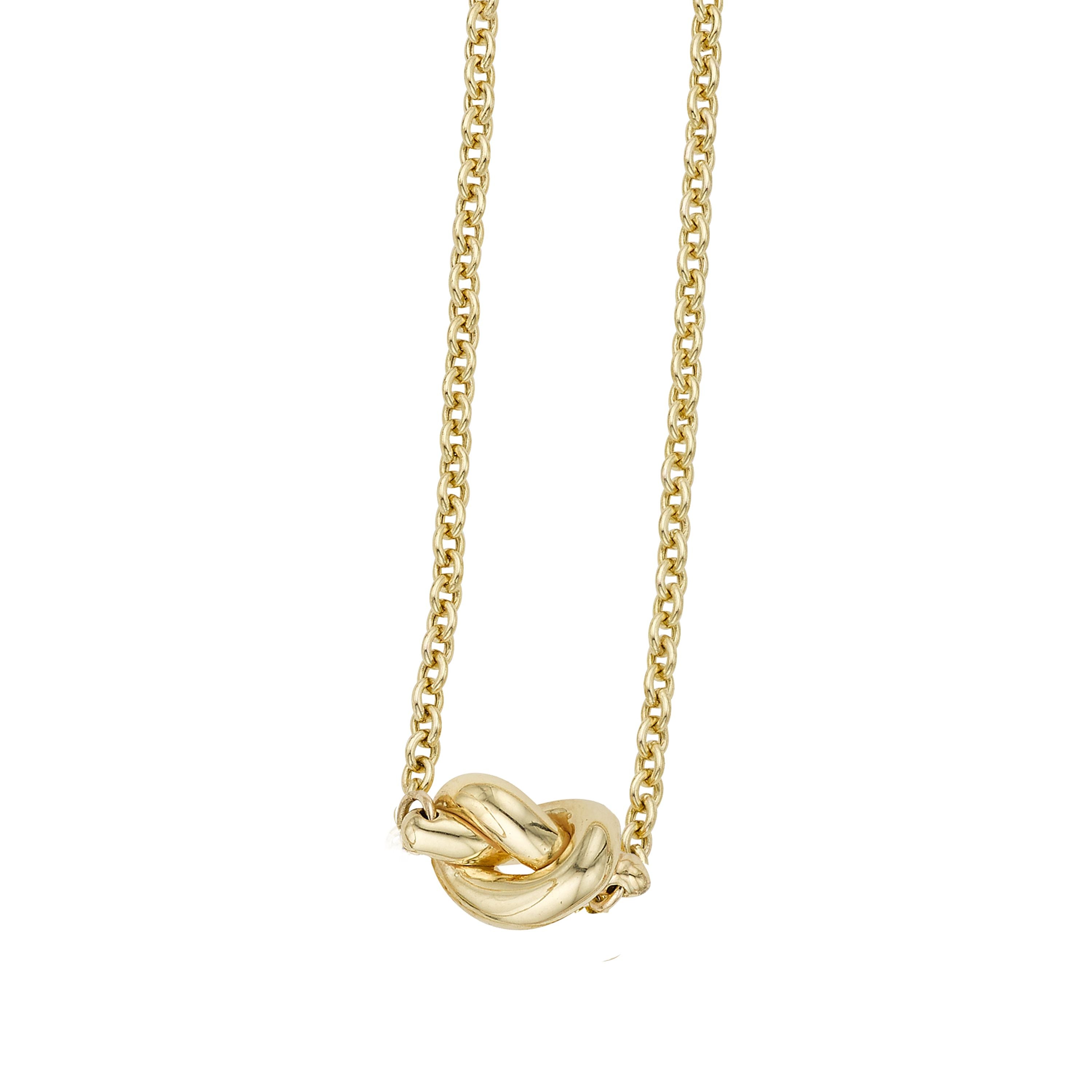 Barmakian Yellow Gold Puffed Love Knot Necklace Barmakian Jewelers