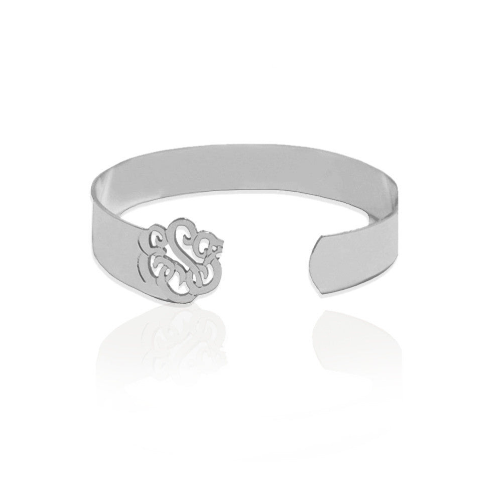 Louis Vuitton Silvertone Monogram Metal Jonc Cuff Bracelet - Yoogi's Closet