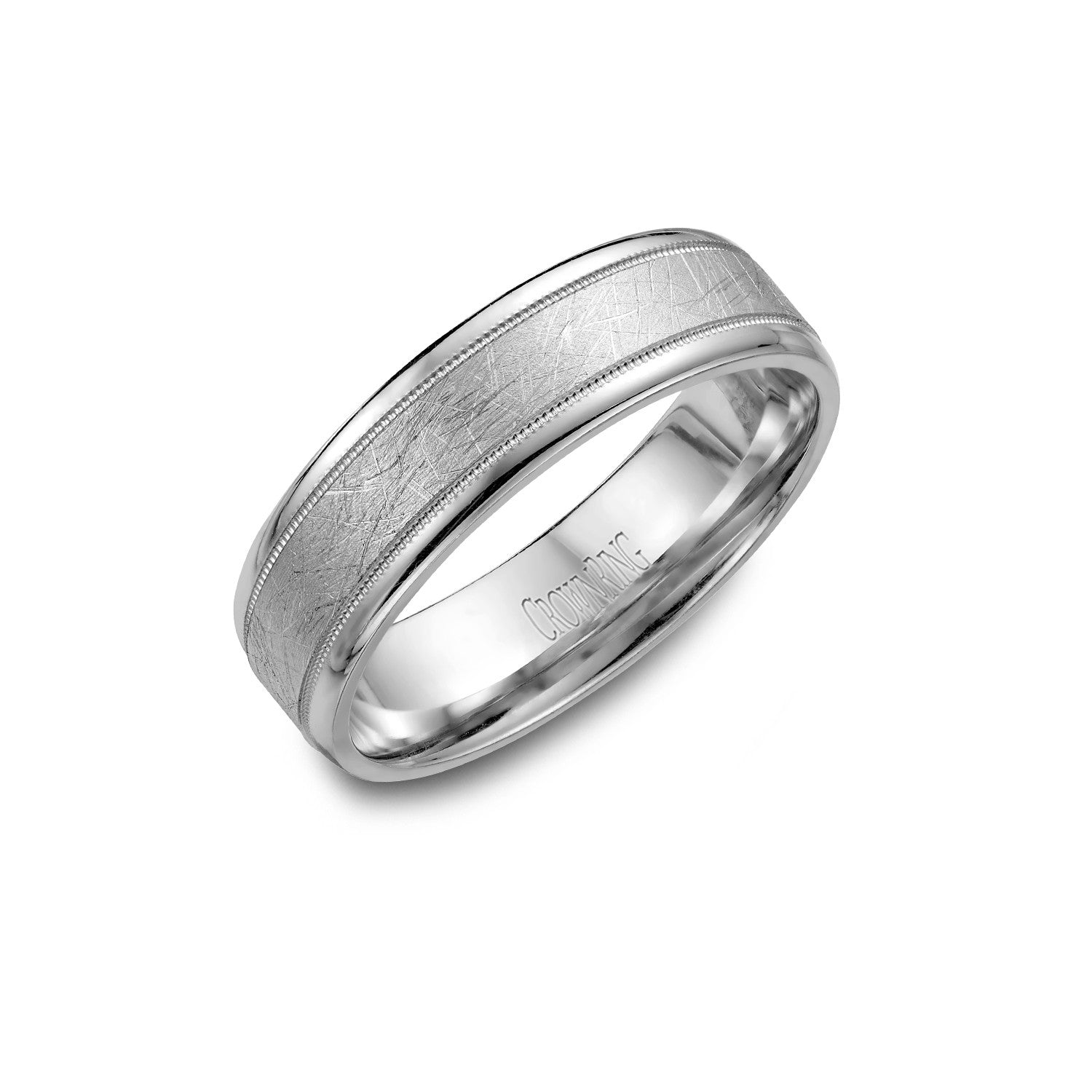 Barmakian Crownring Men S Wedding Band With Textured Center