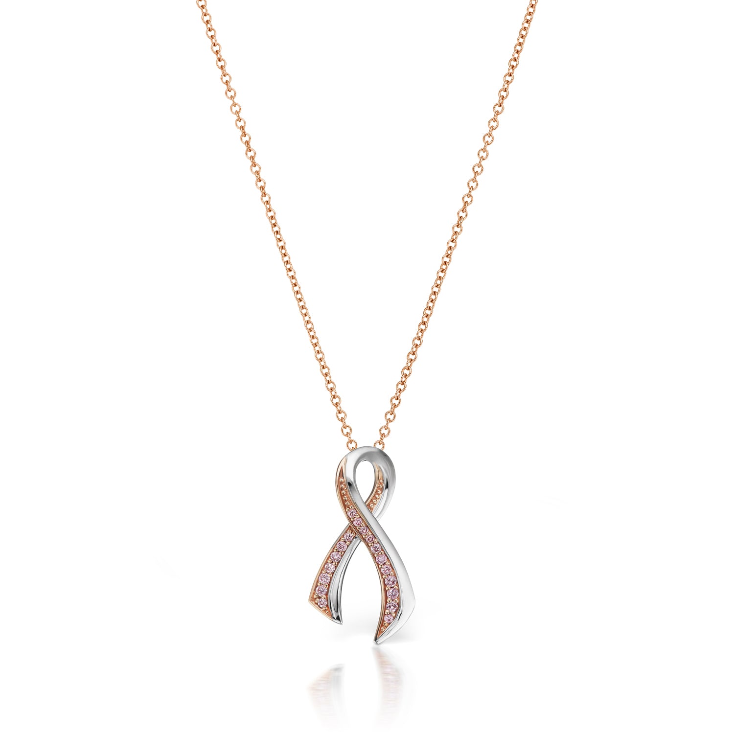 breast cancer ribbon diamond necklace