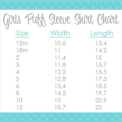 Girls Puffy Sleeve Tee Size Chart