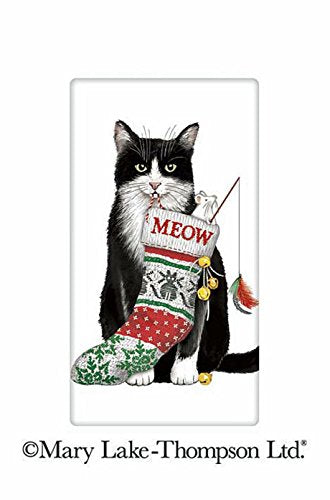 Mary Lake Thompson Black And White Christmas Cat Holiday Dish Towel For The Love Of Dogs Shopping For A Cause