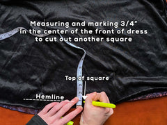Cut small squares in the seams to make the sections more manageable