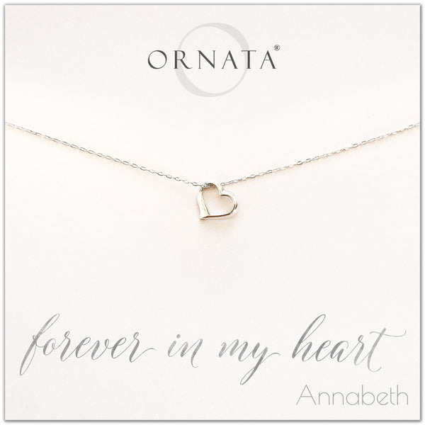 Forever in My Heart Sterling Silver Heart Charm Necklace – Ornata