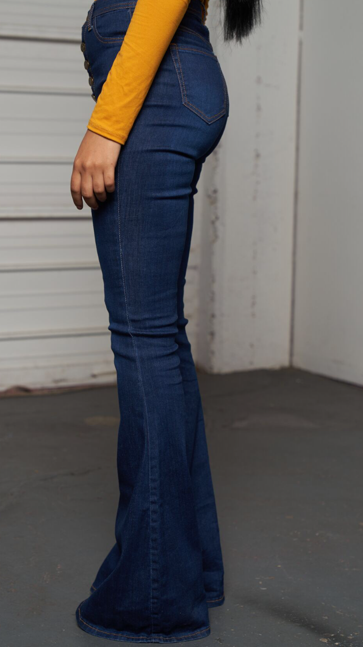 stretch high waisted bell bottom jeans