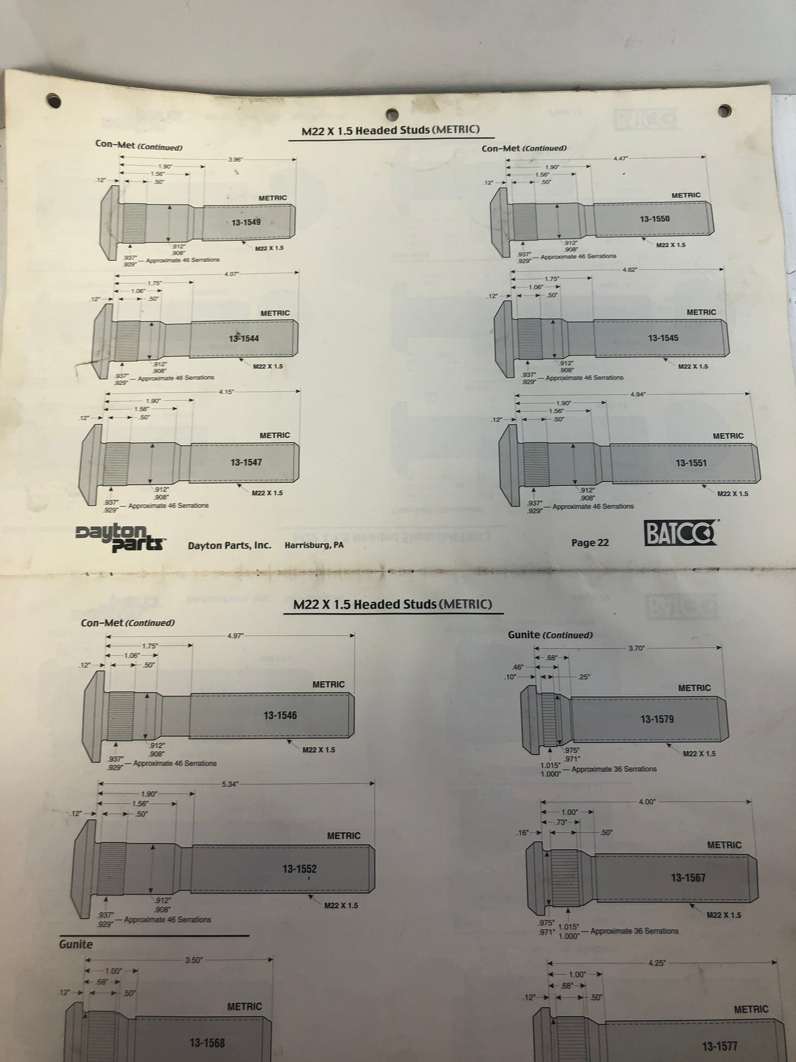 Heavy Duty Wheel Stud Chart