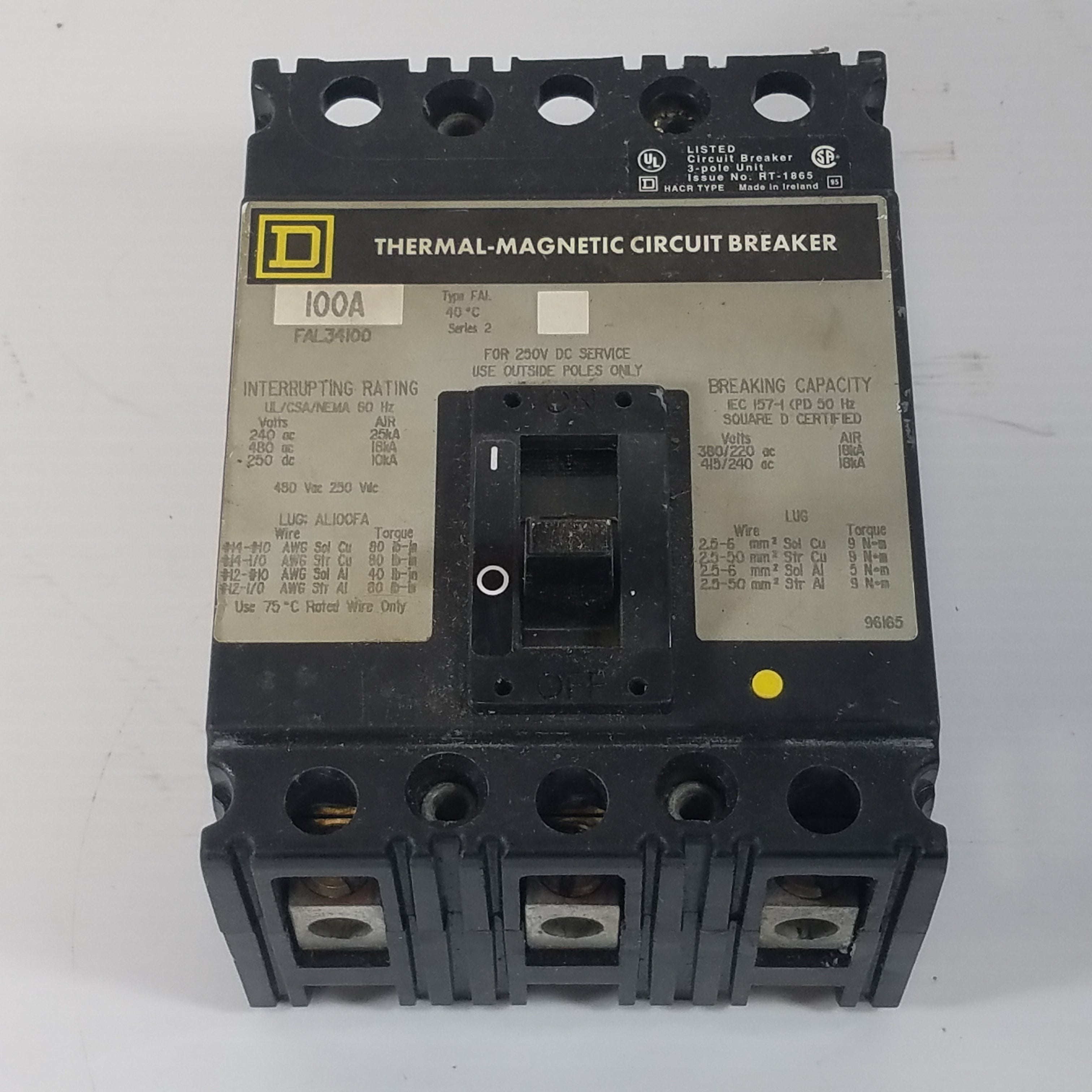 Square D FAL34100 Circuit Breaker 100A Metal Logics