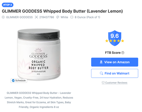 Glimmer Goddess Organic Whipped Body Butter for Soft, Touchable Skin