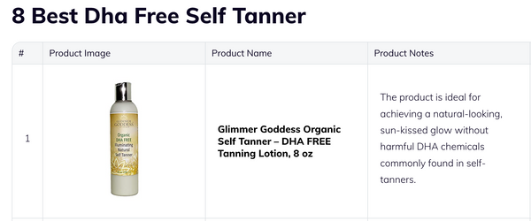 Glimmer Goddess Organic DHA Free Self Tanner For a Goddess Glow