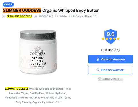 Glimmer Goddess Organic Whipped Body Butter is Great for Eczema and Sensitive Skin