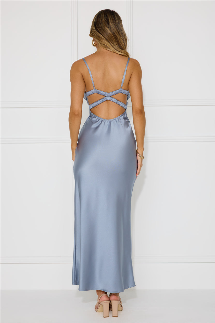 Lovers Engagement Silk Maxi Dress Steel - Image 5