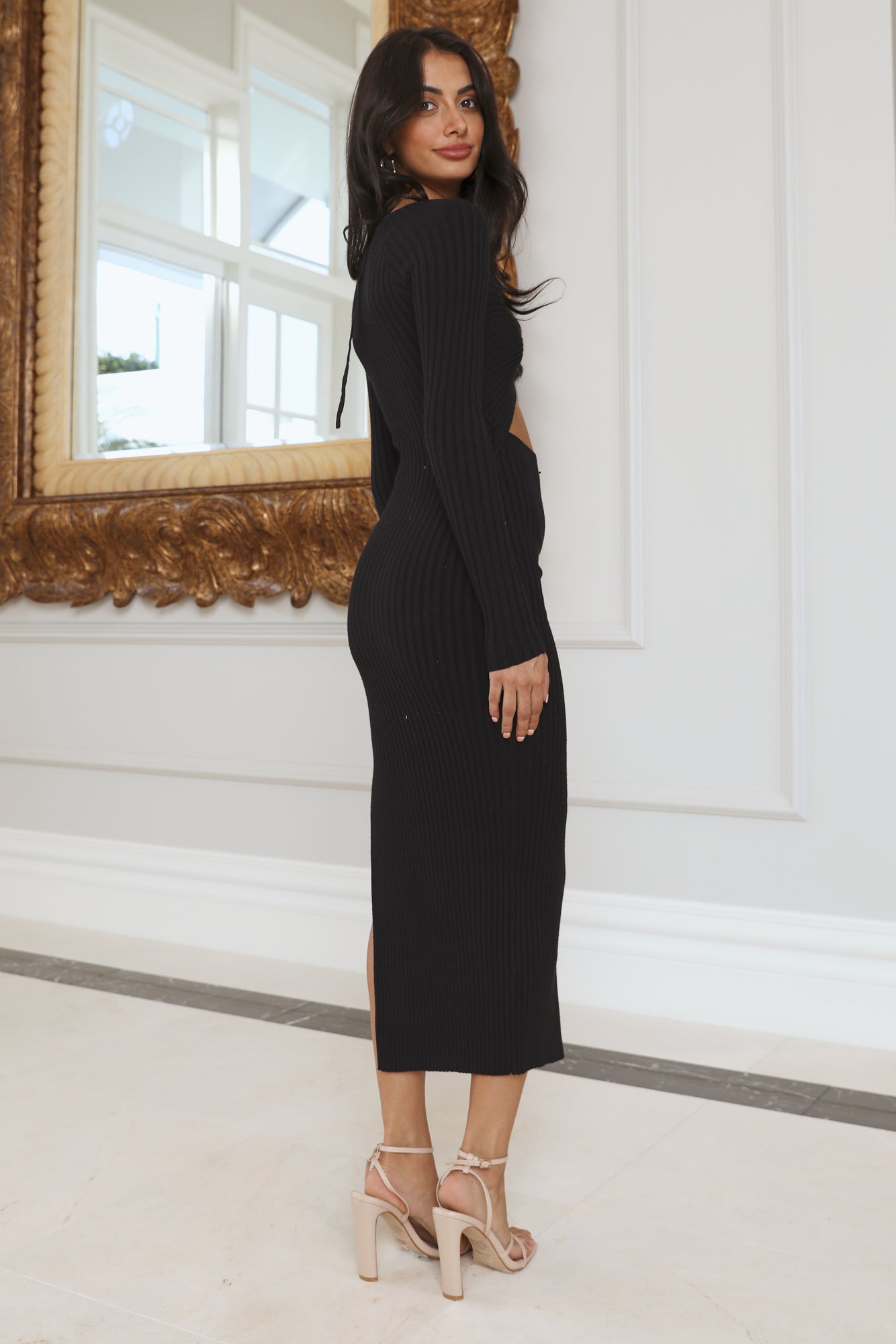Crackling Vinyl Maxi Dress Black - Image 4