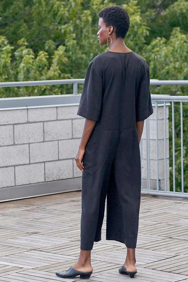 Tied Jumpsuit in Black Tencel