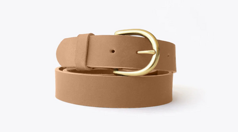 Neutral womens belt with gold buckle