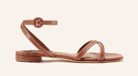 Brown flat sandals with straps