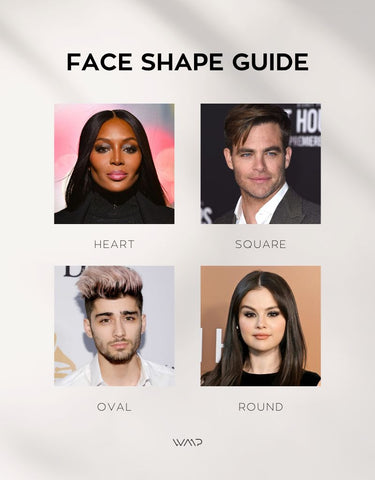 Face shape guide for sunglasses