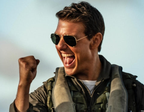 Maverick from Top Gun wearing aviator sunglasses