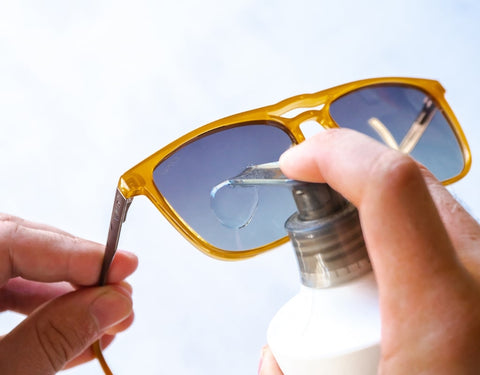 cleaning sunglasses with soap