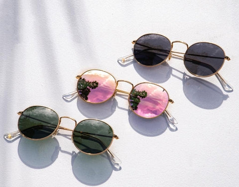 Retro round metal frame sunglasses