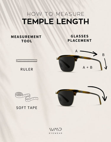 Tempe length measurements for glasses